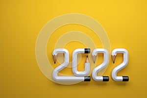 New Year 2022 Creative Design Concept with pencil