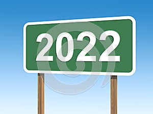 New Year 2022 Creative Design Concept with Sign Board - 3D Rendered Image