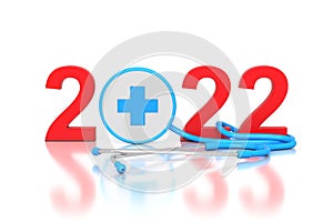 New Year 2022 Creative Design Concept with stethoscope
