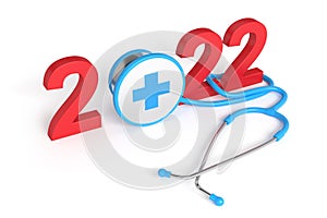 New Year 2022 Creative Design Concept with stethoscope