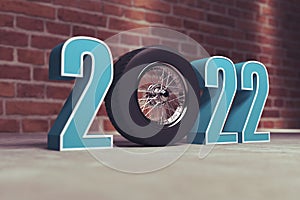 New Year 2022 Creative Design Concept with wheel