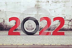 New Year 2022 Creative Design Concept with wheel