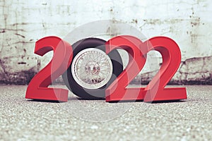 New Year 2022 Creative Design Concept with wheel