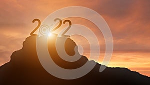 New year 2022 with a target to success silhouette