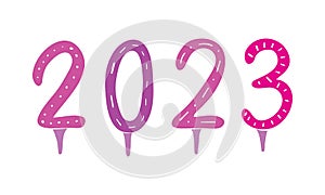 New year 2023 numbers. Christmas vector. Hand drawn xmas silhouette