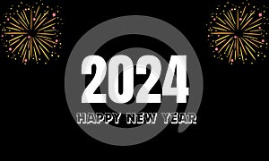 New year 2024 greetings black background. Happy new year 2024 design.