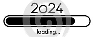 New Year 2024 simple flat black loading progress bar