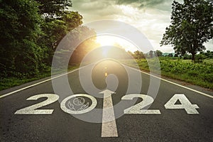 New year 2024 straightforward for business sustainability goals concept.