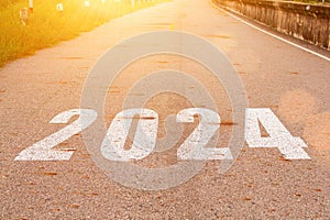 New year 2024. Text of 2024 has written on the ground