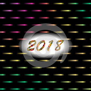 New year 2018 abstract background with lights and neon effect.