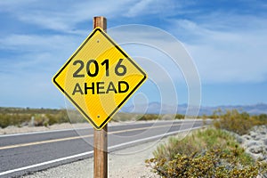 New Year 2016 Ahead road sign