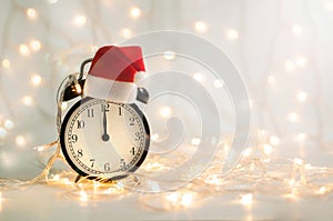 New Year alarm clock showing midnight time