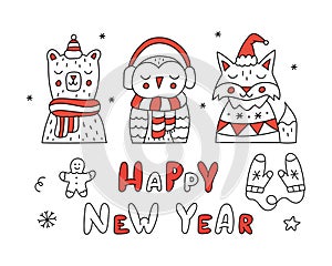 New year animals card