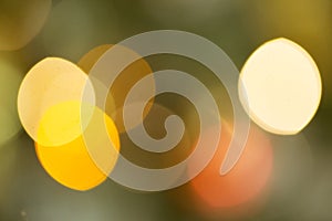 New year backdrop. Blurred background with golden bokeh. Christmas mock-up or greeting card. Holiday background. Soft focus