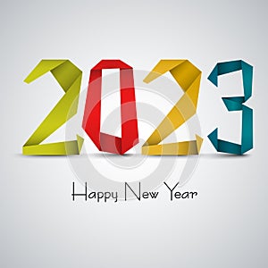New Year background with abstract design colored folded paper