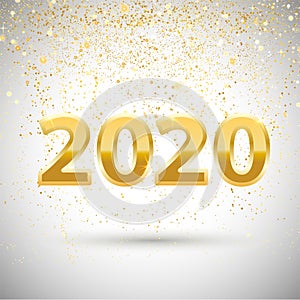 New Year background or banner with Metallic Gold Number 2020 Banner or background