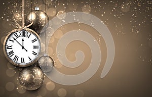 2018 New Year background with clock.