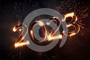 New Year 2023 background with fireworks