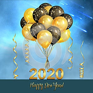 New Year background with golden balloons