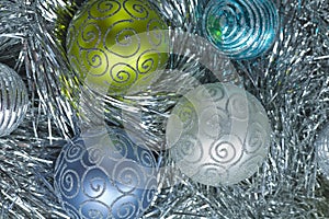 New Year ball in tinsel and spangles.