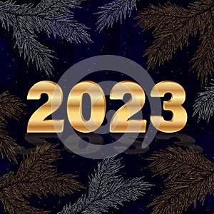 New year banner with gold numbers 2023, vector illustration