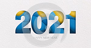 2021 New Year banner. Happy 2021 new year card in paper cut style for your seasonal holidays flyers, greetings and invitations car