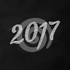 New Year 2017 on black chalf board
