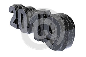 New year black marble text 2019 3d rendering