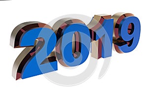 New year blue text 2019 3d rendering