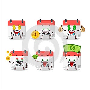 New year calendar cartoon character with cute emoticon bring money