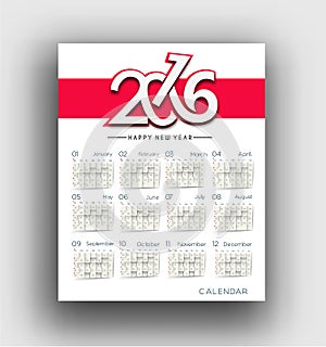 New year 2016 Calendar