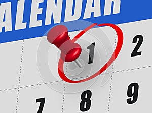 New year calendar on diary