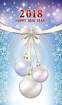 2018 New year card with Christmas decorations