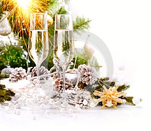 New Year Card Design with Champagne