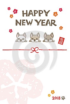 New Year card illustration for year of the dog / translation of