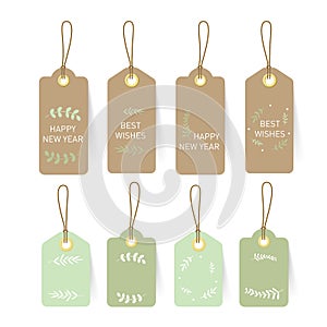 New year card paper tag Nature design leaf element minimal concept