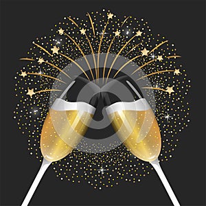 New year celebration with champagne glass