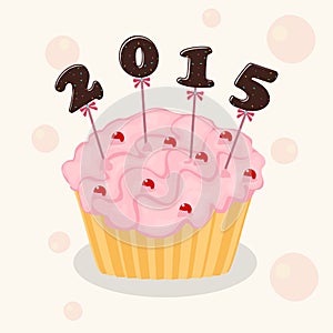 New Year celebration with cup cake.