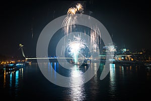 Fireworks over the River in the City