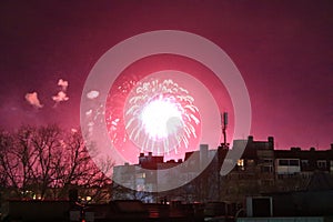 New Year celebration fireworks residential buildings Varna Bulgaria