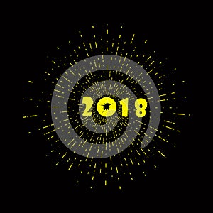 New year celebration yellow fireworks background happy 2018