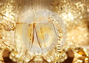 New Year champagne clink glasses photo