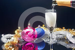 New year champagne glasses and decor