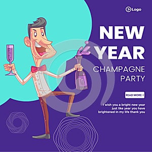 New year champagne party banner design