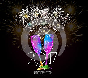 New year champagne toast 2017 background