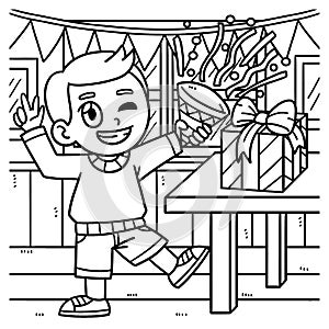 New Year Child Popping Confetti Coloring Page