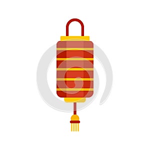 New Year chinese lamp icon flat isolated vector