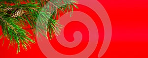 New year or Christmas banner on a red background