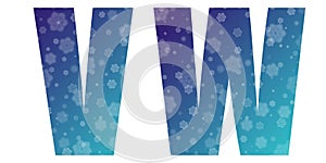 New Year and Christmas capital letters - Blue letters V W made from snowflakes isolate on white background photo