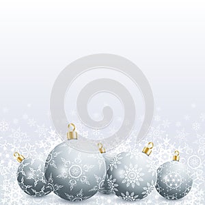 New Year and Christmas card with christmas ball and snowflake